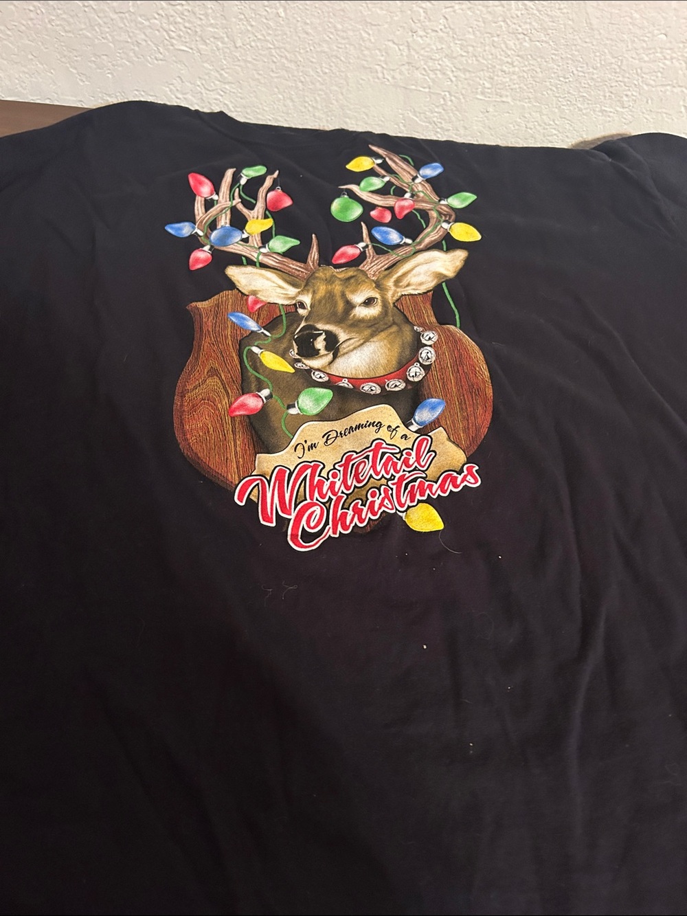 9 Fruit of the Loom Black Crewneck T‑Shirt “Dreaming of a Whitetail Christmas”